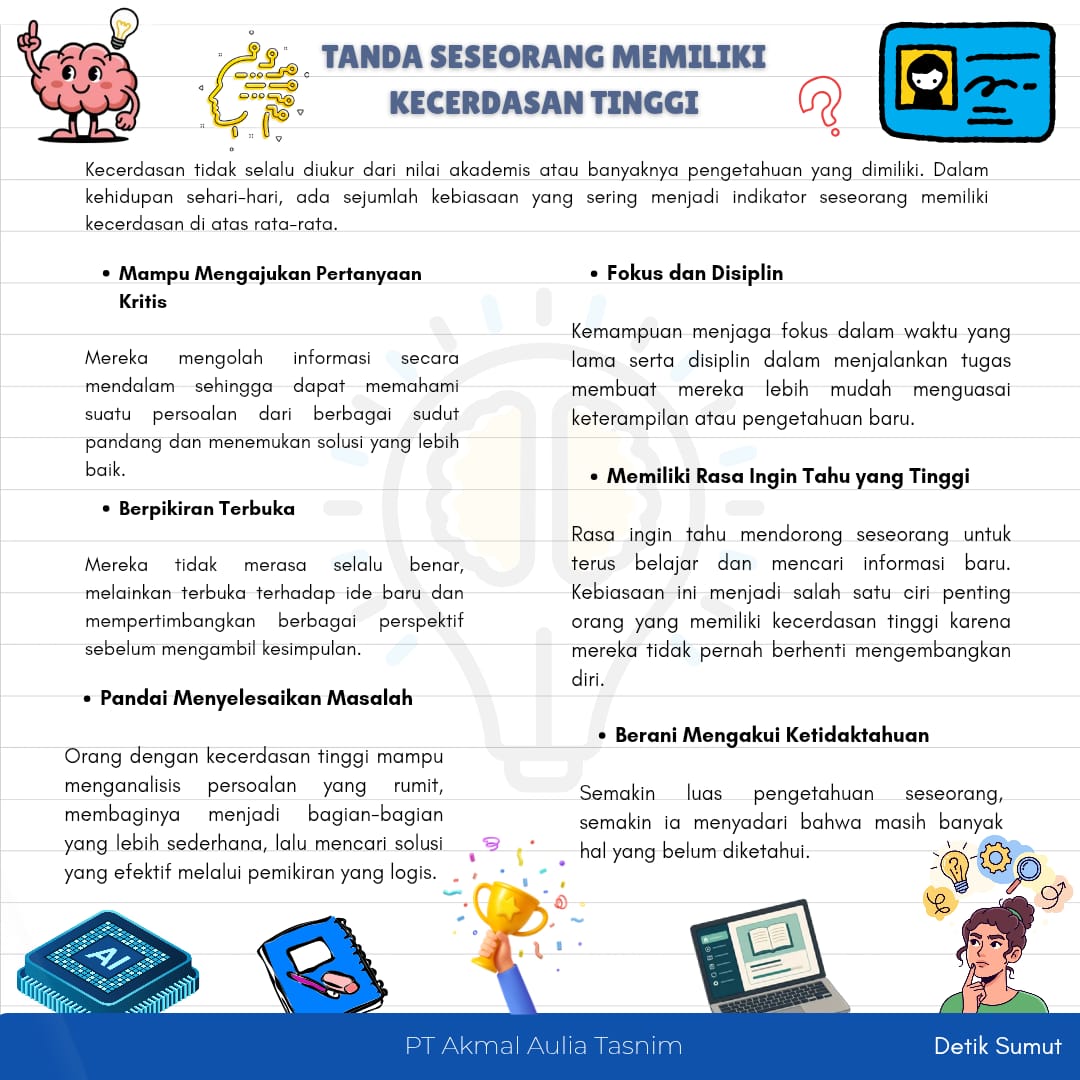 Gambar artikel Tanda Seseorang Memiliki Kecerdasan Tinggi